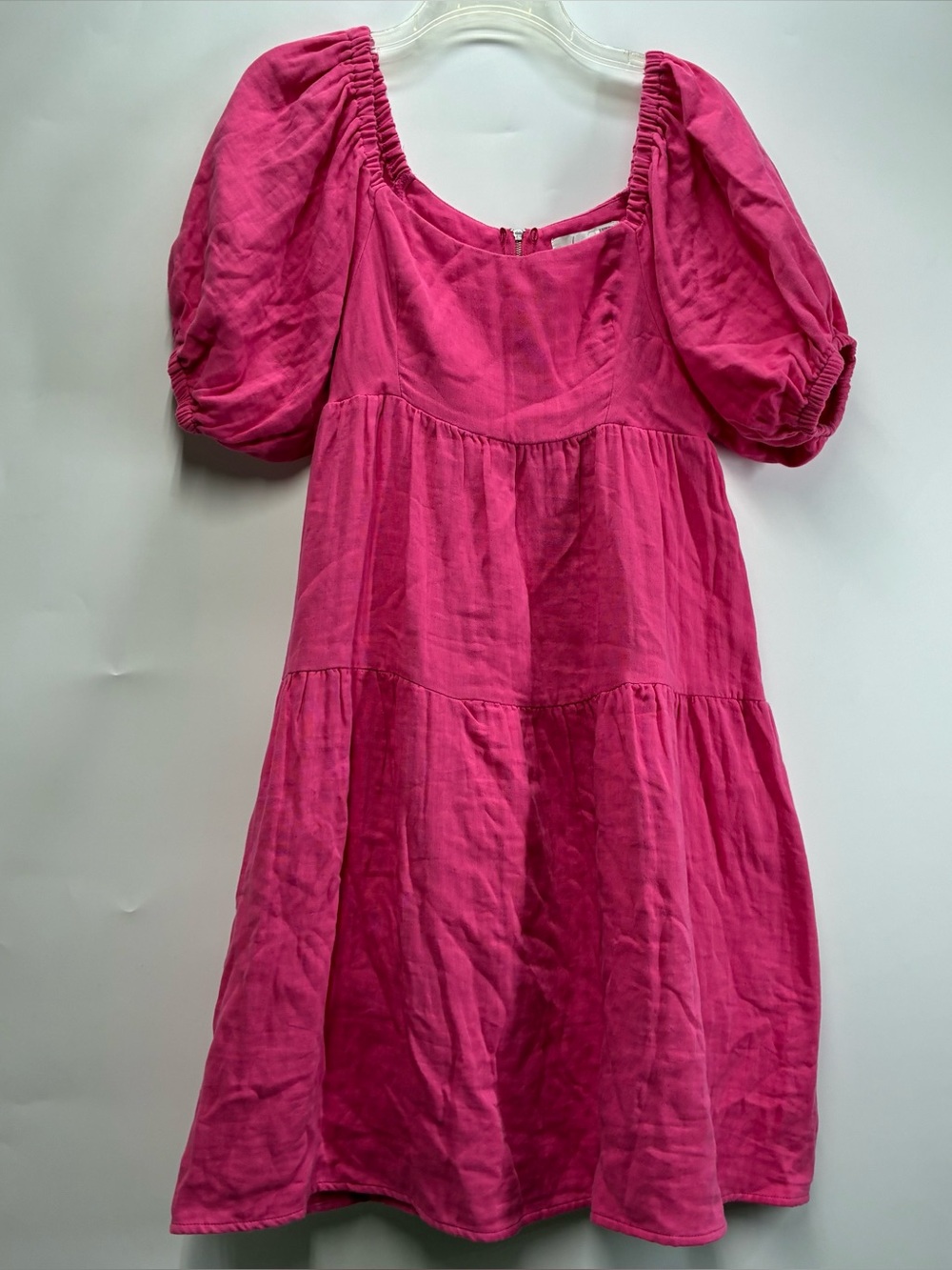 Louna XS Pink Puff Sleeve Mini Dress Tiered Cottage Prairie Summer Preppy Girly